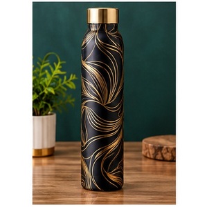 Traditional Floral Branch Flask Chic Pink <b>White</b> Copper <b>Water</b> <b>Bottle</b> With Copper Lid Portable Travel Drinkware - Product Image 6