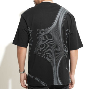 Camiseta Fearless Estampada para Hombre, Talla Grande, Manga Corta, Cuello Redondo, Estilo Urbano, Jersey de Algodón con Patrón Abstracto y Logotipo Frontal - Product Image 5
