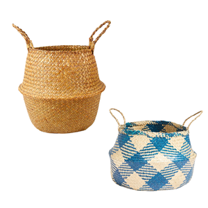 Decorative Handmade Natural Straw <b>Belly</b> Storage <b>Baskets</b> Vietnam Handicraft Manufacturer PHU HAO Brand Home Decoration - Product Image 1