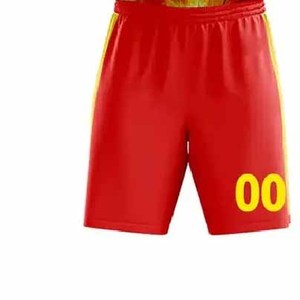Shorts de basketball rouges pour hommes, taille élastique, respirants, extensibles dans quatre directions, anti-humidité, coupe-vent, en polyester écologique, pour l'été - Product Image 2