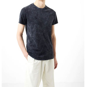 T-shirts non tissés pour hommes, tendance, délavés à l'acide, à manches courtes, design OEM personnalisé, faible MOQ, vente en gros, meilleur fournisseur, couleur unie - Product Image 2