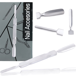 Pousse-cuticules professionnel double face en acier inoxydable de qualité supérieure avec poignée texturée pour une préparation des ongles durable et une manucure soignée - Product Image 3