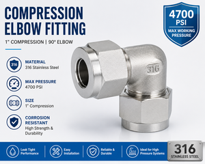 ข้อต่อโค้ง C-Way ขนาด 1 นิ้ว แบบอัดข้อต่อ 316SS ทนแรงดันสูง 4700 PSI ป้องกันการกัดกร่อน ยืดหยุ่นได้ ผลิตตามมาตรฐาน OEM สำหรับโรงงานบำบัดน้ำ - Product Image 5