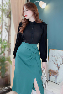 เสื้อเชิ้ตแขนยาวผู้หญิงสีพื้นเรียบง่าย สวมใส่ง่าย ซักได้ เหมาะสำหรับใส่ทำงาน แต่งระบายจีบ ดีไซน์เรียบหรู สไตล์ลำลอง - Product Image 5