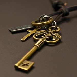 Fashion Pendant 2.5-Inch Pure Stainless Steel Key Charm with Adjustable Leather Rope for Men & Boys - Product Image 6