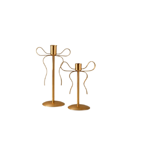 Golden Metal Candle Holder Set of 2 Modern Decorative Tabletop Candle Stand for Home Living Room Dining Table Wedding Party - Product Image 1
