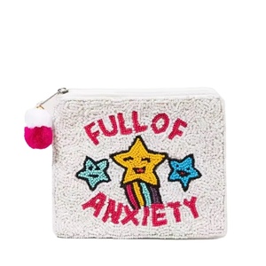 Custom Logo Love Style Beaded Coin <b>Purse</b> Women Embroidered Zipper Pouch <b>Small</b> Wallet Card Holder Fashion Bag Bulk For Women Eth - Product Image 1