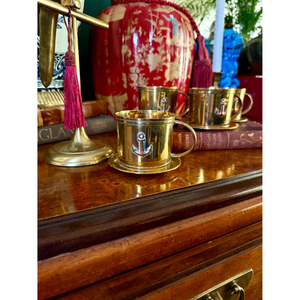 Tasses et soucoupes à thé personnalisables en laiton de haute qualité, finition dorée brillante, design unique gravé, style classique - Product Image 5
