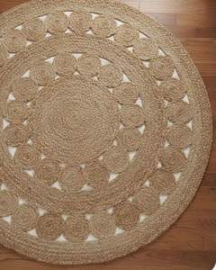 Alfombra de Yute Trenzado de Alta Calidad, Tejida a Mano, Estilo Rústico Bohemio, Redonda, Ecológica, Resistente a las Manchas, para la Entrada del Hogar - Product Image 3