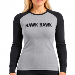 <b>Women</b> <b>Thermal</b> Shirt Long Sleeve Two Tone Slim Fit Top Raglan Sleeve Athletic Fit Lightweight <b>Thermal</b> fabric Wholesale Supply - Product Image 2