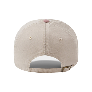 Casquette de baseball unisexe à 6 panneaux, bicolore beige et rose, en coton, réglable, décontractée, couleur unie, finition délavée, avec service OEM ODM - Product Image 6