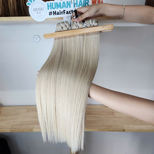 ผมแท้เวียดนาม 100% แบบดิบ ไม่ผ่านการแปรรูป  แบบ Double Drawn  ถักด้วยเครื่องจักร  แบบ Double Weft  ผมตรงเป็นมัด  สำหรับต่อผมแบบถักเป็นช่อ - Product Image 1