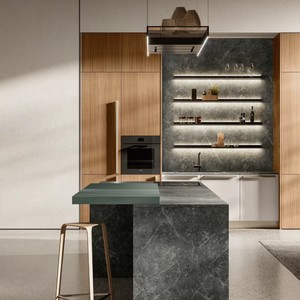 Juego Completo de Muebles de Cocina Europeos de Lujo Personalizados JY Project, RTA Modular, Encimera de Mármol, Bisagras de Cierre Suave, Fábrica en Vietnam - Product Image 5