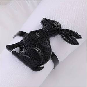 Black 3D <b>Rabbit</b> Aluminum Eco-Friendly Durable Stocked Customizable Napkin Ring Holder Luxury Modern Wedding Tableware Decor - Product Image 1