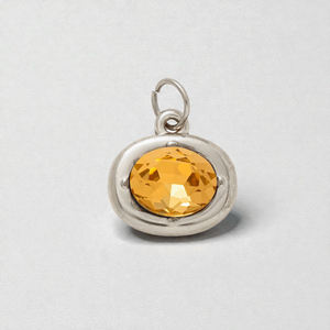 Composant de pendentif breloque en argent sterling 925, ovale, serti clos, fait main, avec quartz citrine, pour la fabrication de bijoux en pierres précieuses, vente en gros - Product Image 1