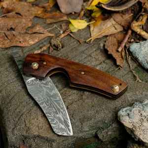 Cuchillo de Caza Plegable Portátil de Acero de Damasco de Grado Industrial de Alta Calidad, Personalizable, Regalo de Fábrica, Durabilidad Personalizada - Product Image 4