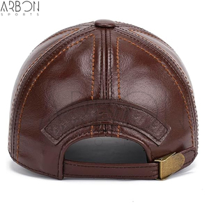 Casquettes en cuir marron brillant de qualité supérieure pour hommes, nouveau design, service OEM ODM, dernier style, logo personnalisé, best-seller - Product Image 4