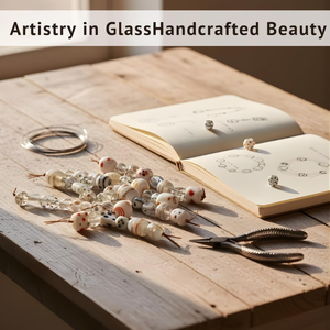 Cuentas Sueltas de Vidrio Lampwork Blanco Hechas a Mano, Tamaños Variados, Formas Múltiples, Separadores Decorativos, Hilo de 8 Pulgadas de Largo para Manualidades con Cuentas - Product Image 3