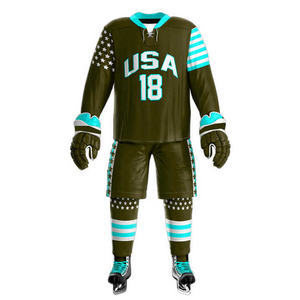 เสื้อฮอกกี้น้ำแข็งสหรัฐอเมริกาสำหรับผู้ชาย แบบซับลิเมชั่น แขนสั้น ระบายอากาศได้ดี ซับเหงื่อ ชุดกีฬาฤดูหนาว สำหรับผู้ใหญ่ ทีม 18 - Product Image 3
