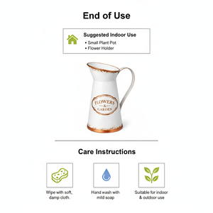 Jarrón de Metal Headway con Forma de Flor - Jarrón Rústico Estilo Campestre Francés Vintage con Asa, Decorativo para el Hogar - Product Image 5