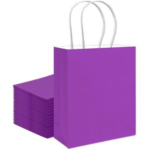 Sacs cadeaux violets de taille moyenne, 30 pièces en vrac, avec poignées, 11"x5"x8", pour usages multiples - Product Image 1