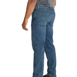 Jean décontracté coupe bootcut extensible pour homme, en denim doré classique, taille mi-haute, motif uni, délavage moyen, idéal pour le printemps - Product Image 3