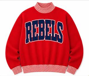 Sudadera de mezcla de algodón para mujer con cuello alto y estampado serigrafiado de mascotas de equipos deportivos, estilo Plaid School Spirit Patriots. - Product Image 3