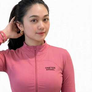 ONETEN APPAREL <b>Women</b> <b>Pink</b> Long Sleeve Zip Up Yoga Jacket Stand Collar Athletic <b>Top</b> - Product Image 6