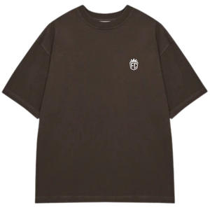 Camiseta de Manga Corta Oversize para Hombre, Color Marrón, con Estampado Frontal, Algodón, Estilo Urbano Casual, Venta al Por Mayor, Fabricante OEM - Product Image 1