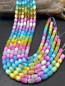 Perles de sélénite arc-en-ciel naturelle, forme tube, magnifique couleur arc-en-ciel, haute qualité, brin complet de 15,5 pouces - Product Image 5