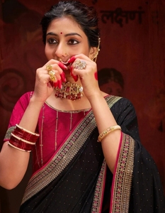 KV Embellished Bollywood Style Silk <b>Blend</b> Saree - Product Image 1