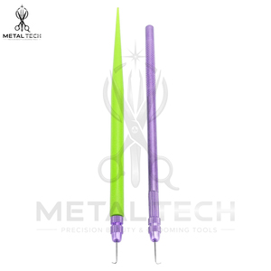 Juego de agujas de ventilación morado y verde con mango de aluminio moleteado y plástico, aguja de microganchillo de acero, herramienta para la fabricación de pelucas lace frontal - Product Image 5
