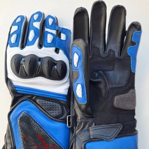 Gants de moto en cuir professionnels pour la course, avec panneaux respirants pour les doigts et sangle de poignet réglable, vente en gros - Product Image 1