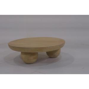 Minimalist Wooden Coffee <b>Table</b> With <b>Round</b> <b>Top</b> And Ball Legs Modern Living Room Furniture Handmade Design - Product Image 1