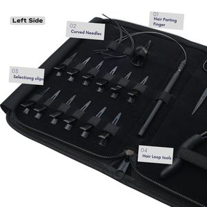 Kit d'outils pour extensions capillaires avec pince à retirer les perles, pince à sertir les micro-perles, aiguilles à coudre courbées, mini-ciseaux et anneau de séparation - Product Image 3