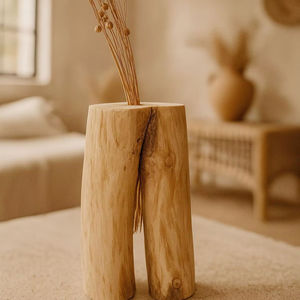 Jarrón de flores de madera pulida de fabricante confiable para decoración de dormitorio, jarrón de flores de madera vintage único para colección de antigüedades - Product Image 1