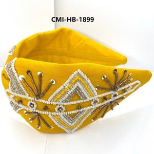 Bandeau brodé à la main pour femmes sur mesure technique de perles dernier accessoire de mode pour la fête et la soirée - Product Image 3