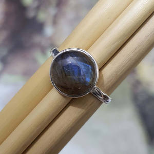 Anillo de labradorita de Fuego Azul Original Plata de Ley 925 hecho a mano Simple delicada joyería apilable de alta calidad la mayoría de moissanita - Product Image 1