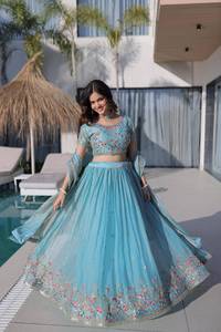 Conjunto de Lehenga Choli Bordado para Mujer con Dupatta, Ropa Étnica de Diseñador, Traje Tradicional para Bodas y Fiestas Indias - Product Image 2