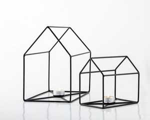 Modern Matte <b>Black</b> Metal <b>Candelabra</b> Circular Design Home Decoration Candle Holder Set - Product Image 1