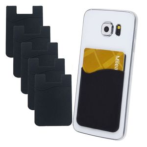 5x in Silicone nero porta carte di credito portafoglio tascabile adesivo adesivo per telefono cellulare accessori - Product Image 1
