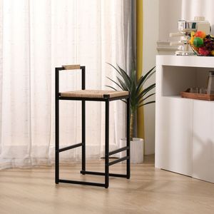 Set di 2 Sgabelli da Bar con Schienale in Corda Intrecciata, Sedie da Cucina Altezza Bancone - Comode ed Eleganti - Product Image 2