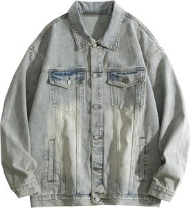 Men's for Denim Jacket Casual Button Front Solid Color Regular Fit Autumn Winter Windproof Eco-Friendly 100% Cotton Washable - Product Image 5