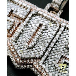 Pendentif lettre FOE glacé en moissanite, argent sterling 925 plaqué or, certifié GIA, style hip-hop - Product Image 5