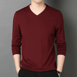 High Quality 260 Grams Solid Soft Touch <b>Long</b> <b>Sleeve</b> <b>Tshirts</b> 100% Cotton Regular Fit Blank V-neck <b>Tshirts</b> <b>Men</b> - Product Image 4