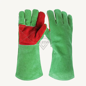 Custom Split Cowhide Leather Welding <b>Gloves</b> Heat Resistant Safety Work <b>Gloves</b> <b>Long</b> Cuff Industrial Protective <b>Gloves</b> - Product Image 1