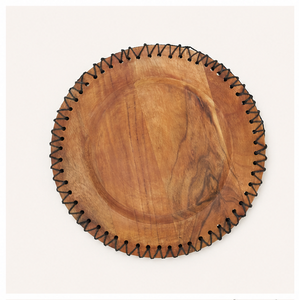 Handcrafted <b>Rustic</b> Stitched Edge Wooden Charger Plates Eco-Friendly Mango <b>Wood</b> Sousplat for Wedding Events & Hotel Table Decor - Product Image 5