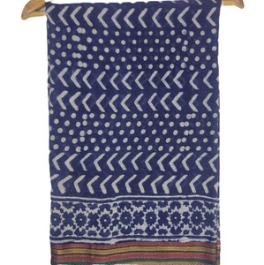 Elegant Handmade Zari <b>Sarong</b> Crafted From Soft Cotton Fabric With Traditional Indian Block Print Design Perfect As A Beach Wrap - Product Image 1