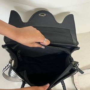 Sac fourre-tout de luxe vintage élégant en cuir de vachette véritable, noir et blanc à carreaux, sac à bandoulière et sac à main pour femme - Product Image 6