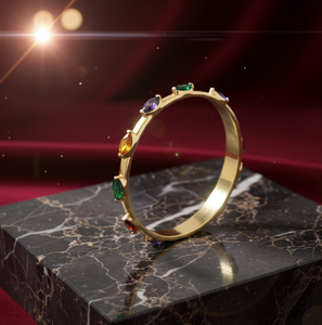 Bracelet Statement en Argent Sterling 925 Plaqué Or 18K avec Pierres Précieuses Multiples Marquise 6x12mm et Zirconium Cubique – Prix de Gros - Product Image 3